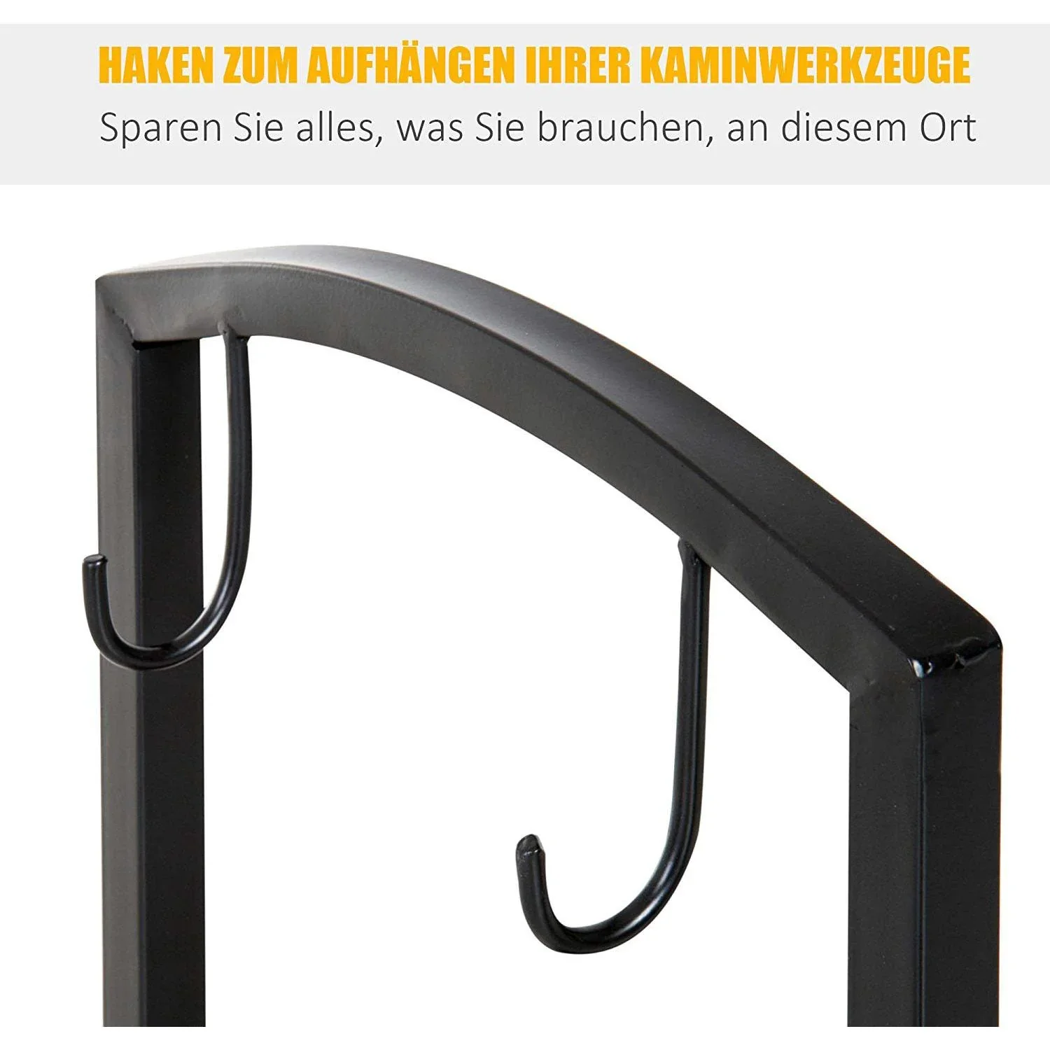 Kaminholzständer Brennholzregal mit Kaminbesteck Schwarz - 4