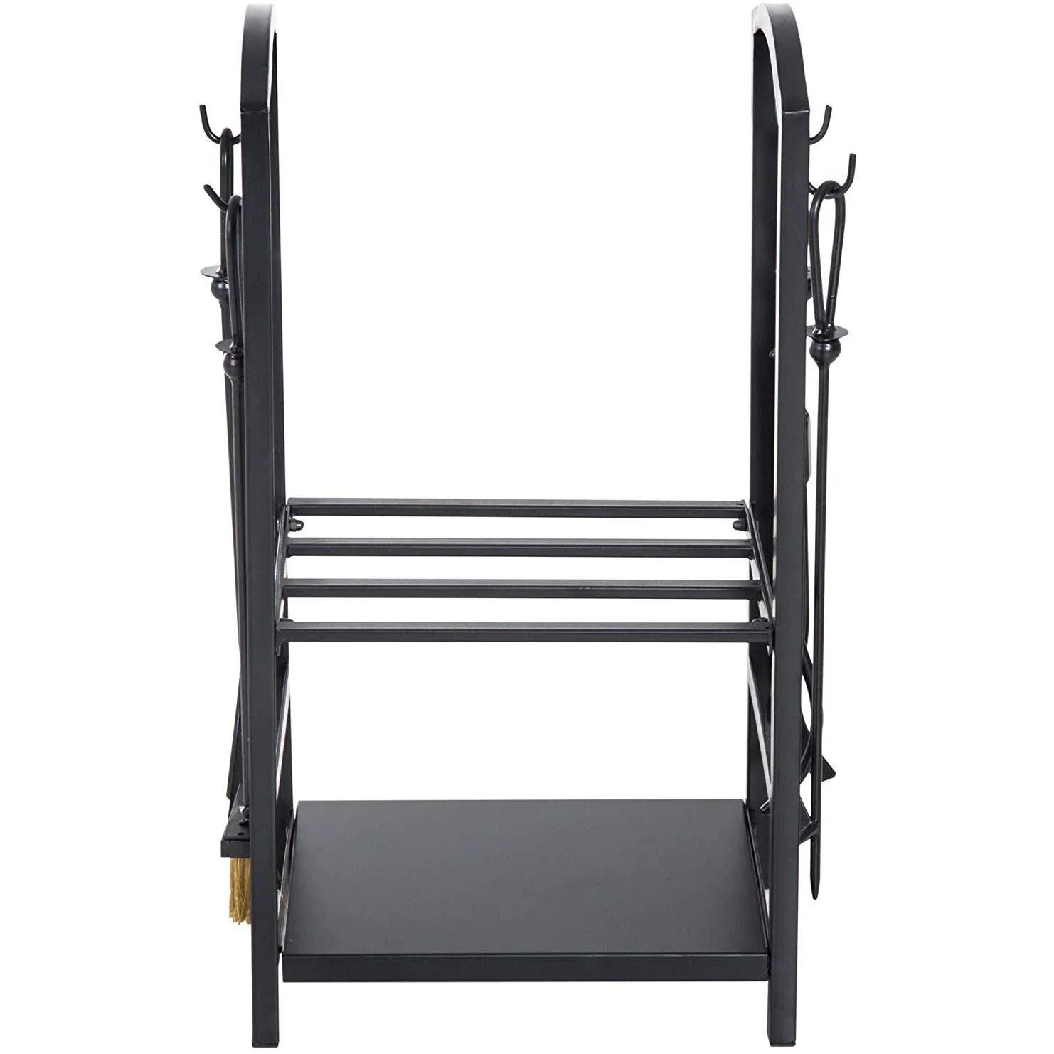 Kaminholzständer Brennholzregal mit Kaminbesteck Schwarz - 5