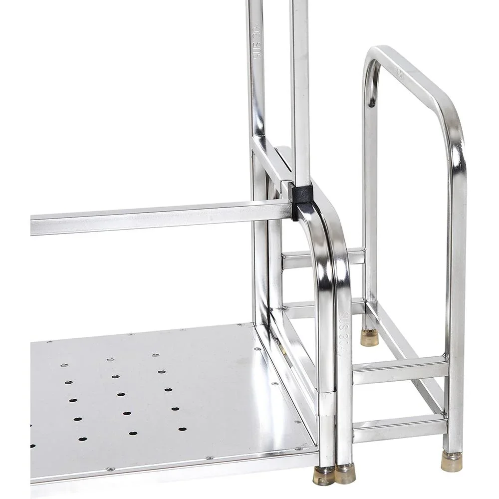 Küchenregal Standregal 3 Ablagen mit 6 Haken Multifunktions Edelstahl Silber L58 x B22 x H59cm - 4