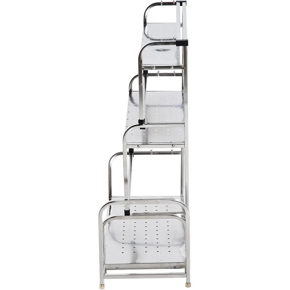 Küchenregal Standregal 3 Ablagen mit 6 Haken Multifunktions Edelstahl Silber L58 x B22 x H59cm - 7