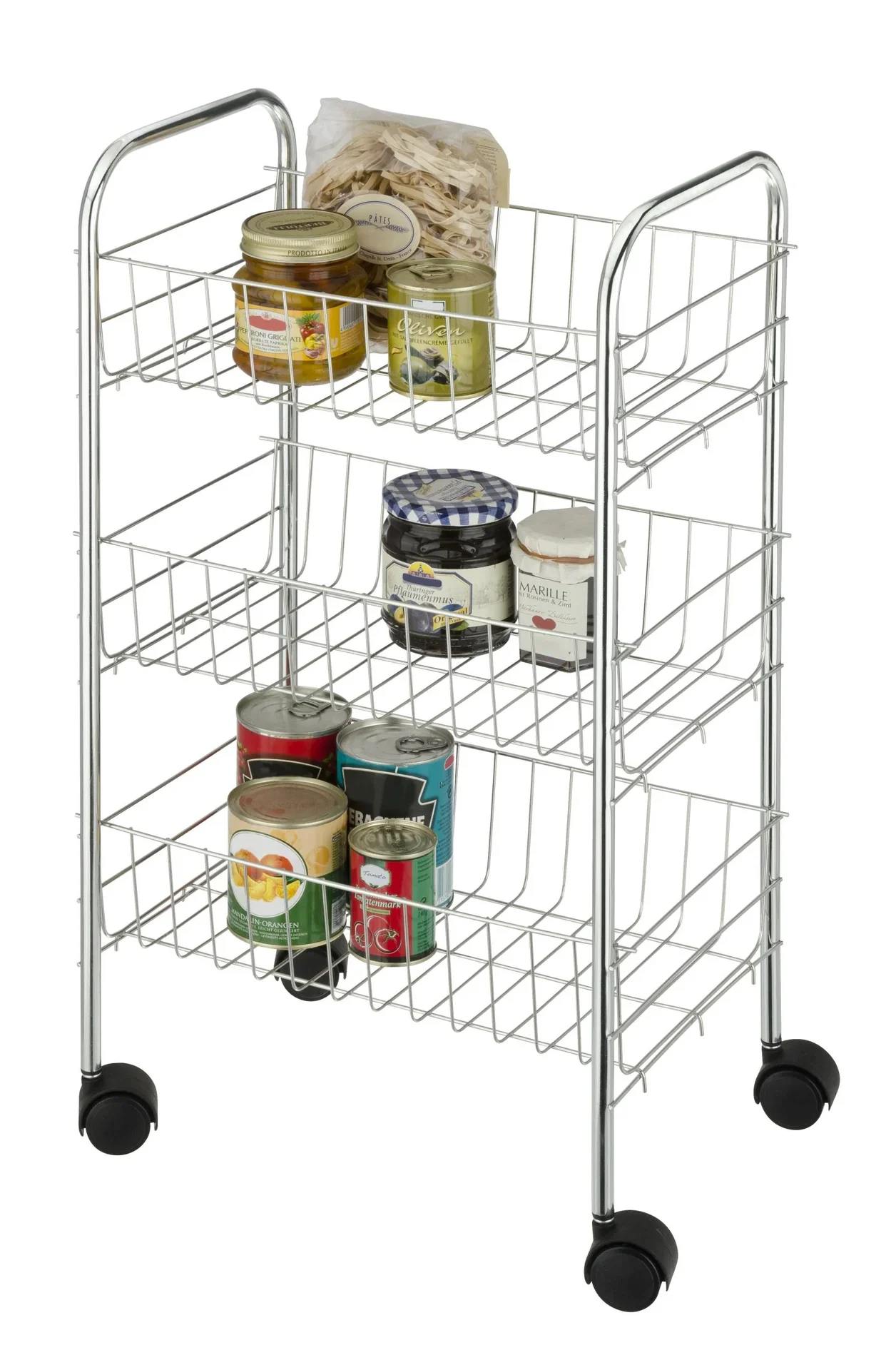 Rollwagen "Florenz", mit 3 Ablagen, Silberfarben - 0