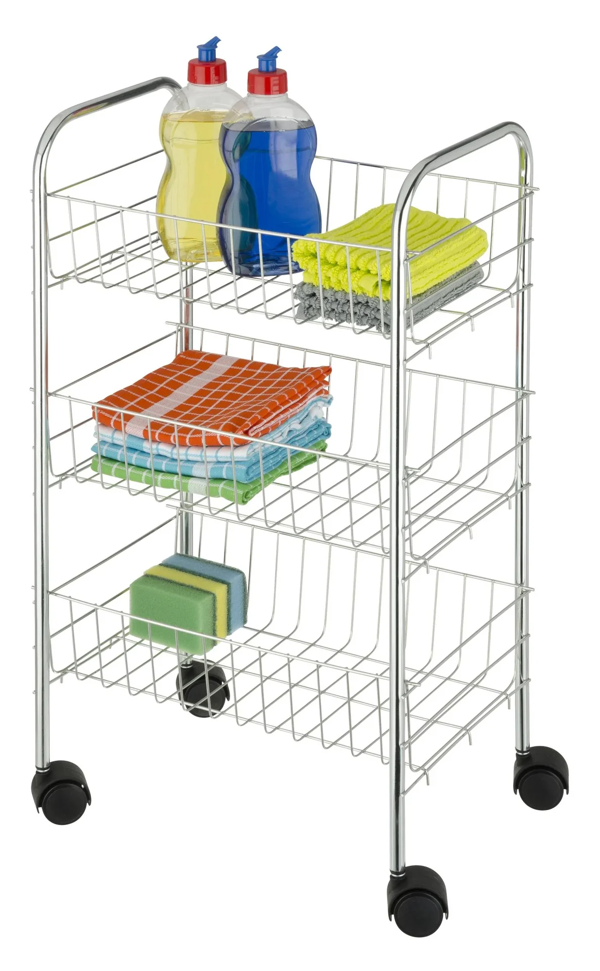 Rollwagen "Florenz", mit 3 Ablagen, Silberfarben - 1