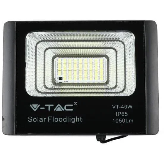 VT-40W Solar-Flutlicht mit Solarpanel - 1050 Lm - 6000K - Schwarz - 2