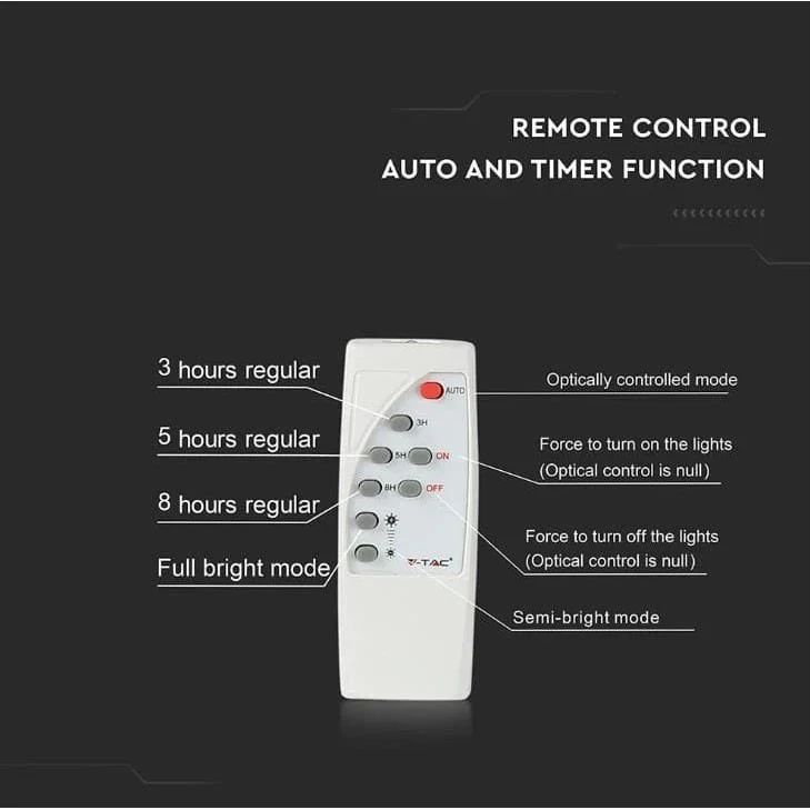 VT-40W Solar-Flutlicht mit Solarpanel - 1050 Lm - 6000K - Schwarz - 8