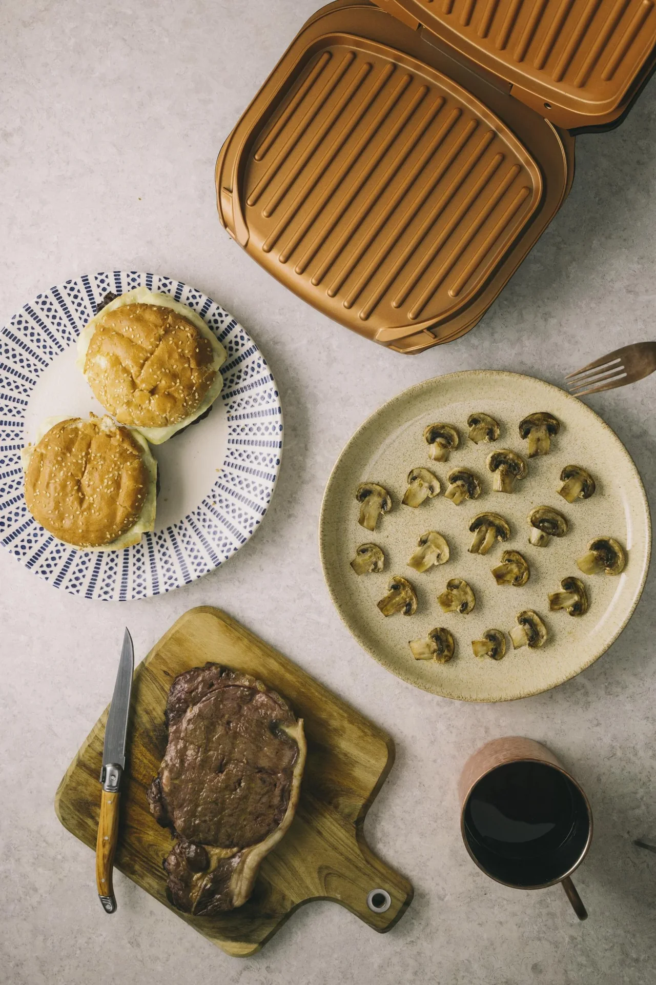 Kontaktgrill / Tischgrill „Low Fat Grill“ , Kupferfarben/ Schwarz, 900 Watt - 4