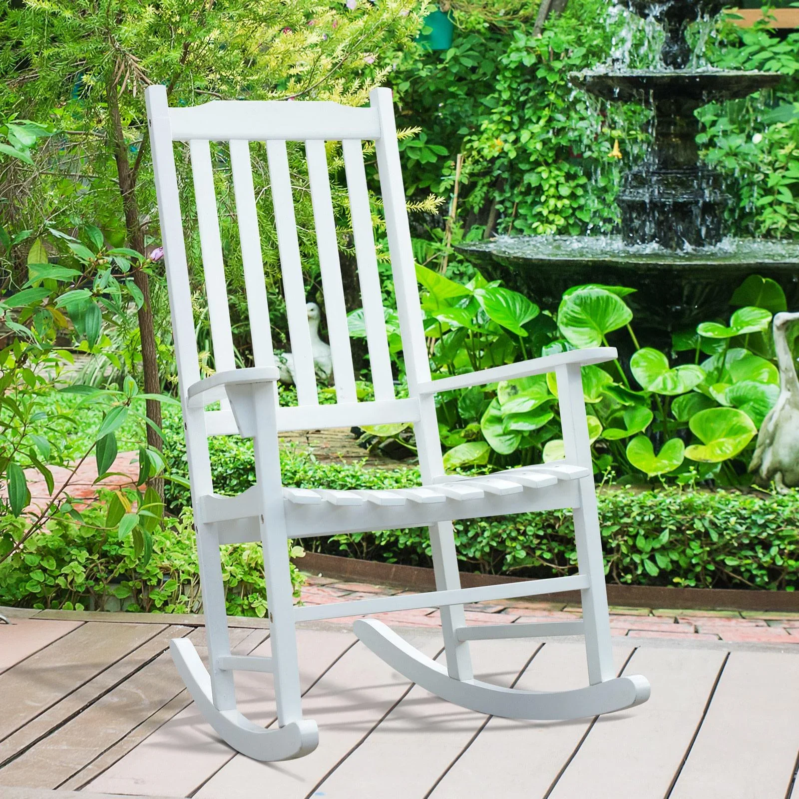 Schaukelsessel Gartenmöbel Relaxstuhl Schwingsessel Akazienholz ergonomisch weiß - 0