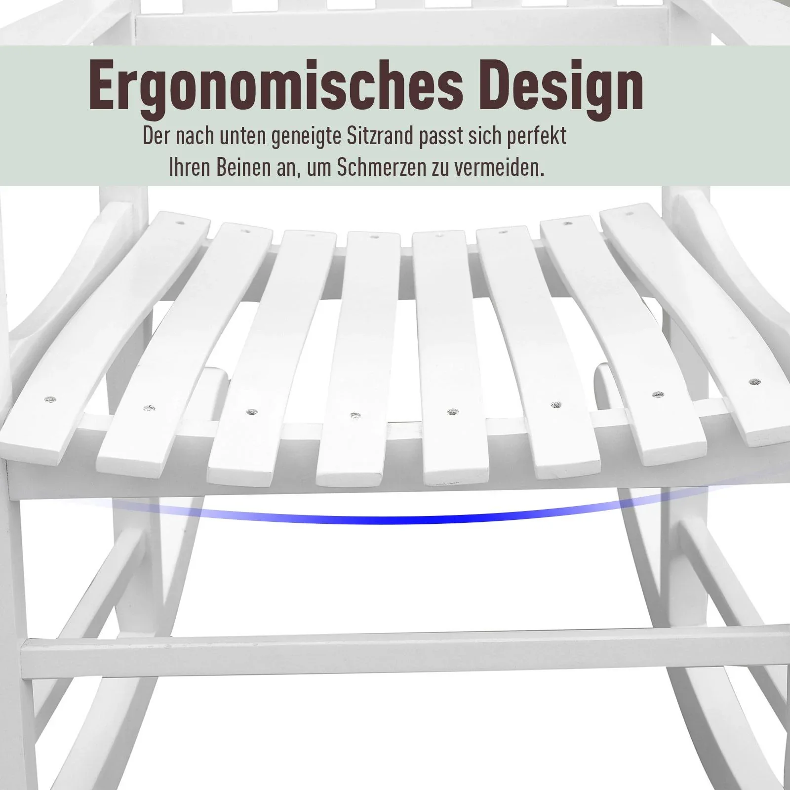 Schaukelsessel Gartenmöbel Relaxstuhl Schwingsessel Akazienholz ergonomisch weiß - 2
