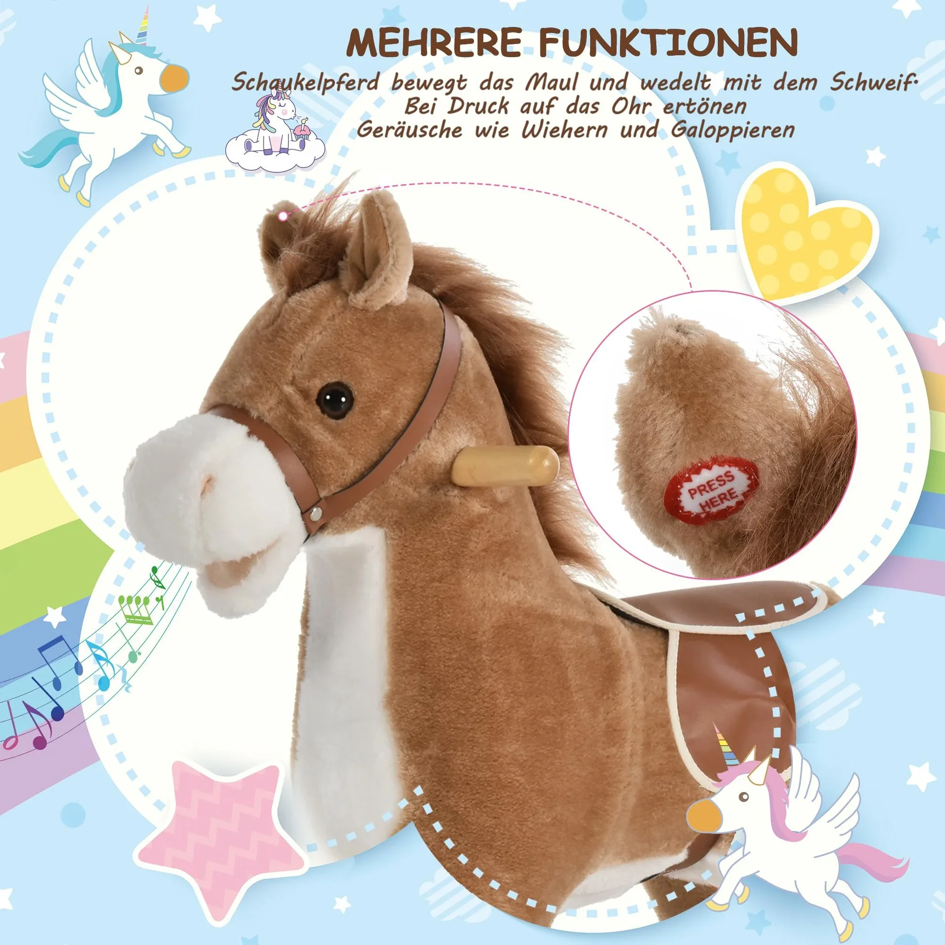 Kinder Schaukelpferd mit Tiergeräusche - 1