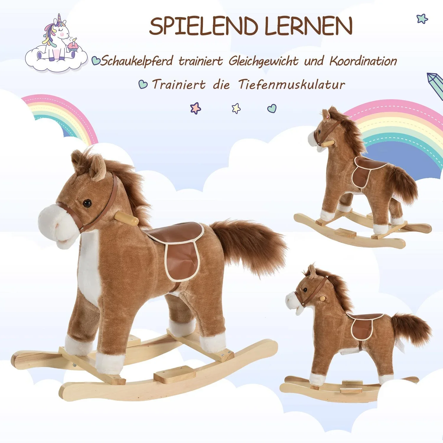 Kinder Schaukelpferd mit Tiergeräusche - 4