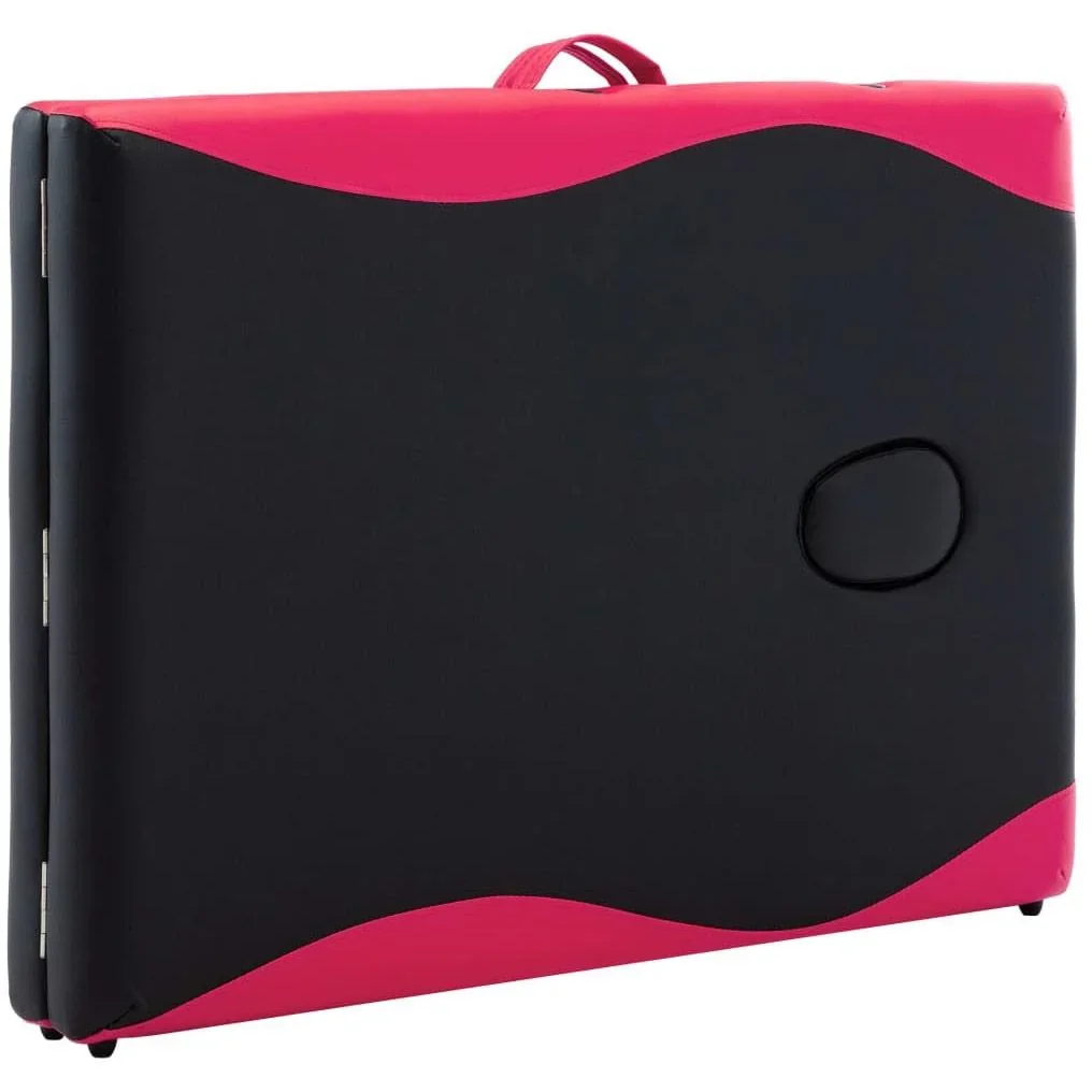Klappbarer Massagetisch mit 2 Zonen aus Holz, schwarz und rosa - 4