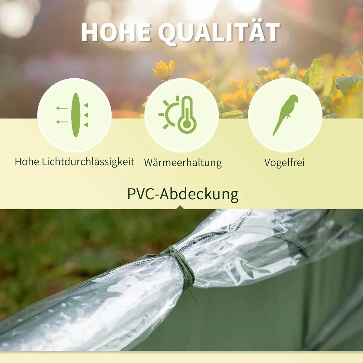Pop-Up Gewächshaus mit 4 Reißverschlusstüren Treibhaus Tomatenhaus Frühbeet Stahl PVC Transparent 250 x 125 x 135 cm - 0