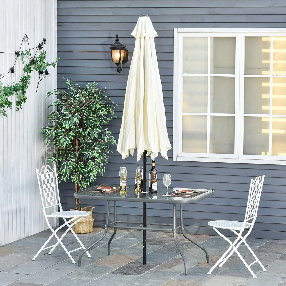 Gartentisch mit Schirmloch carbongrau - 1