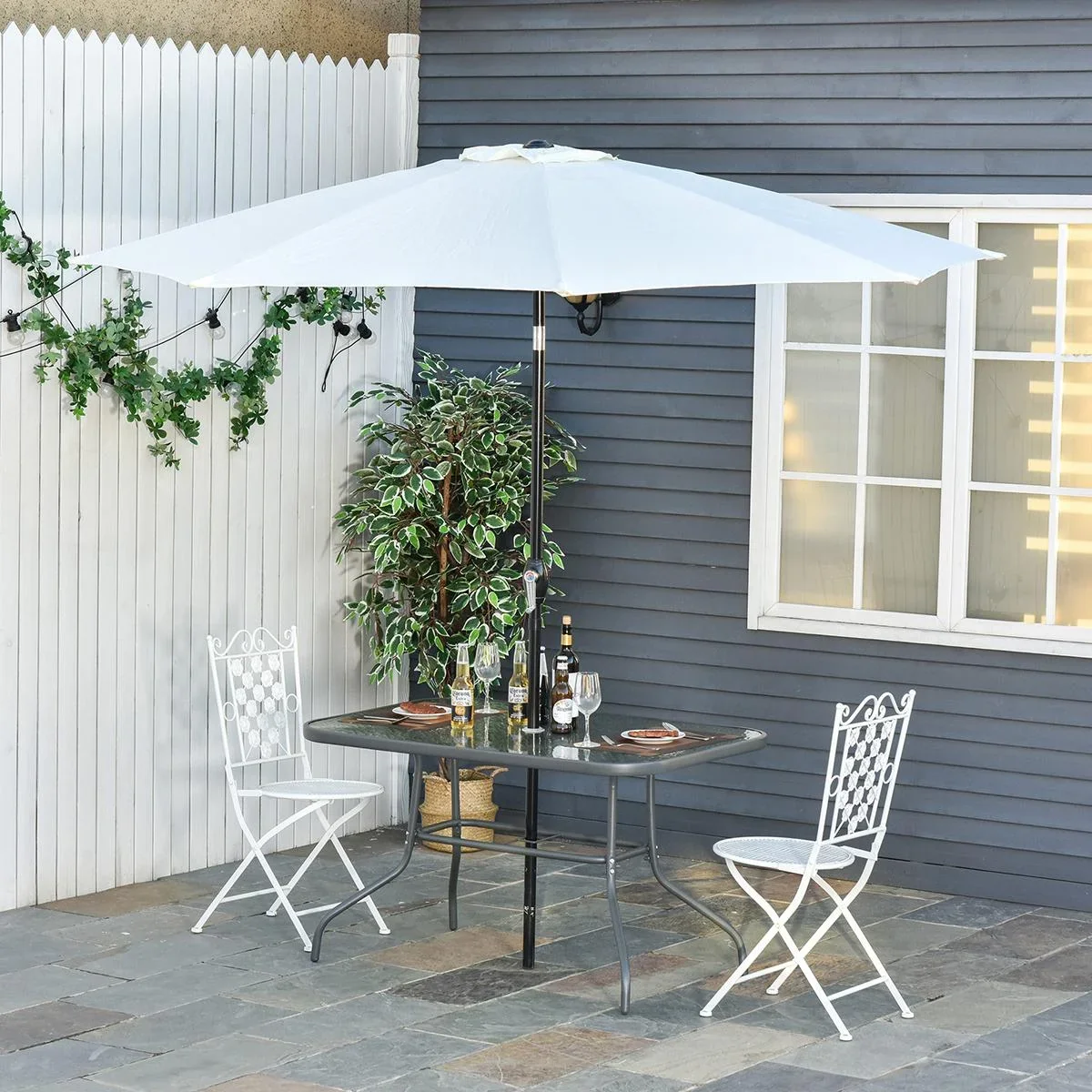 Gartentisch mit Schirmloch carbongrau - 5