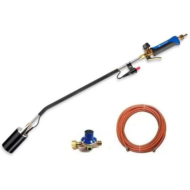 Kemper Unkrautbrenner mit Piezozündung 5 Meter Gasschlauch, Druckregler und Gasflaschenwagen - 1