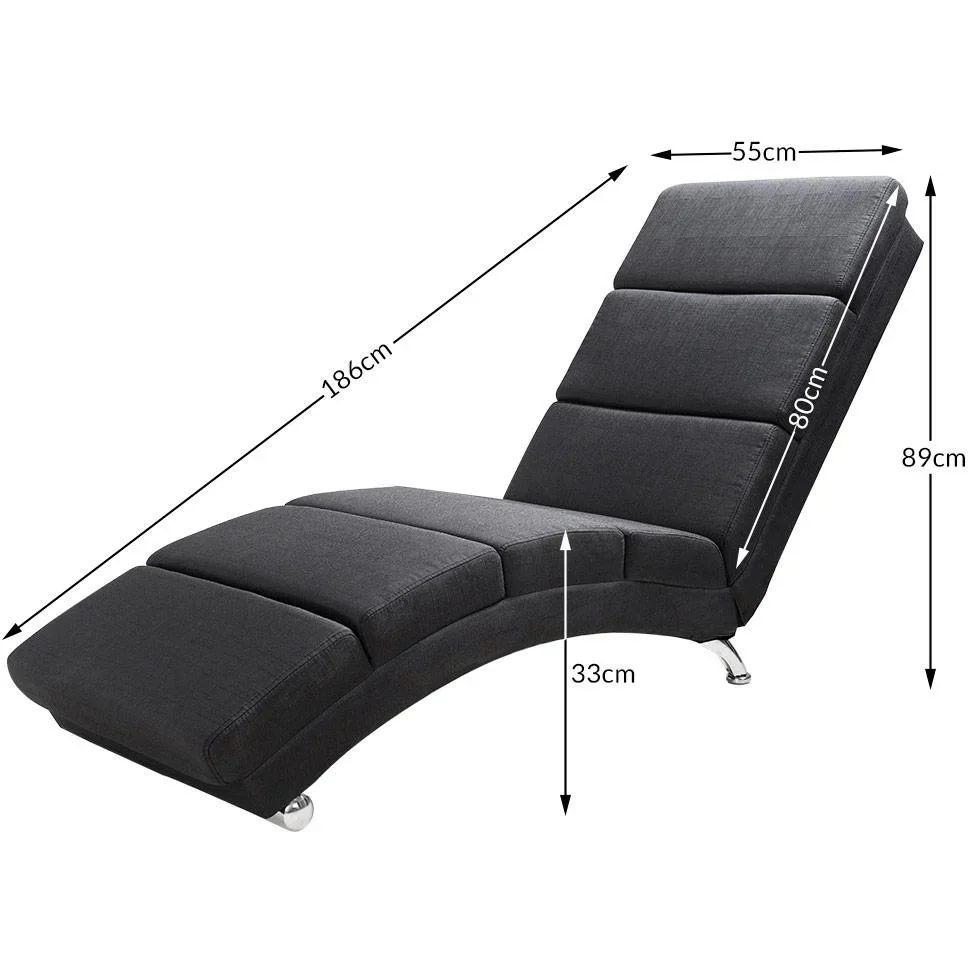 Relaxliege "London" Stoff anthrazit mit verchromten Beinen - 1