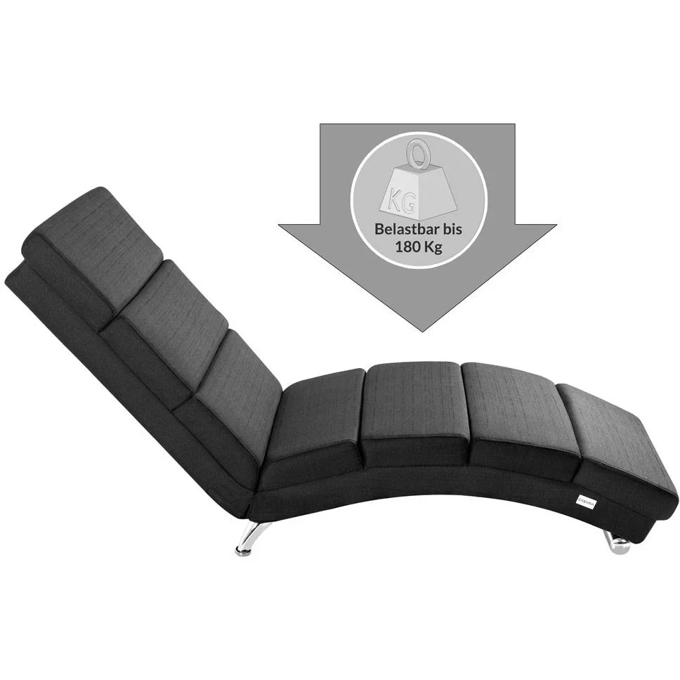 Relaxliege "London" Stoff anthrazit mit verchromten Beinen - 3