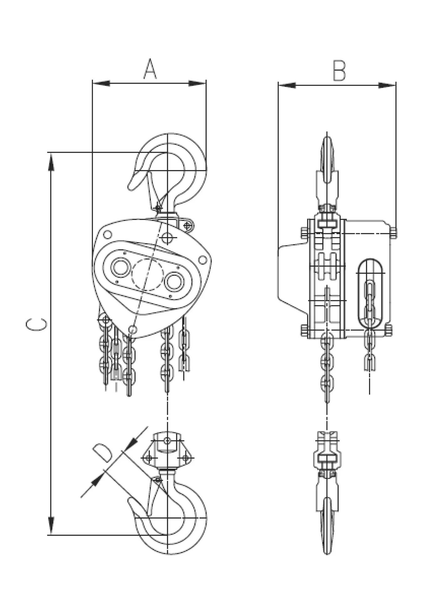 Stirnradflaschenzug Pullmaster-II 10,0, Tragfähigkeit 10.000 kg, 4-strängig, Hub 3,0 m, Bedienlänge 2,5 m - 6