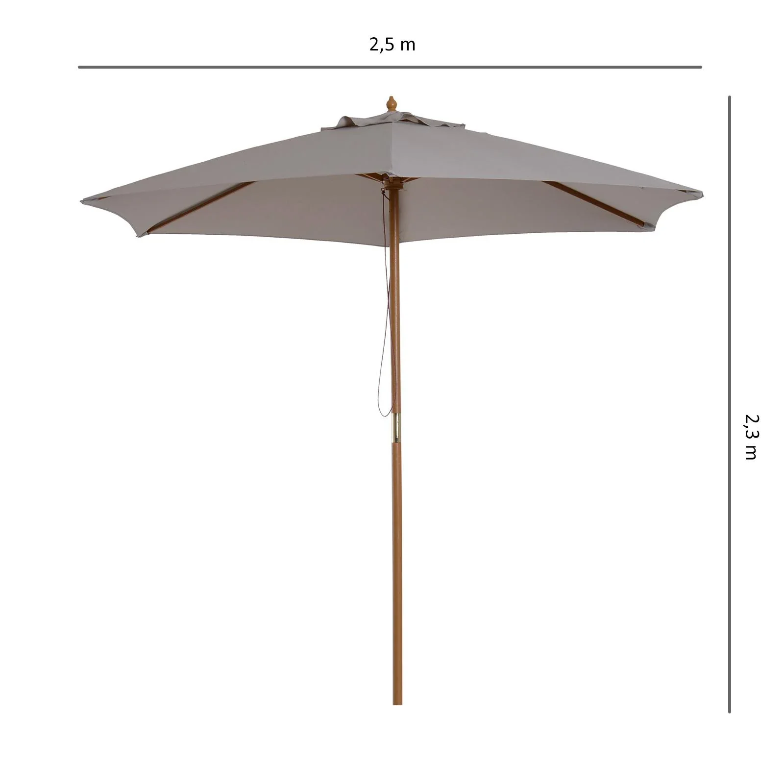 Sonnenschirmmarkise 3-Stufen-Bambus 180/ Polyester grau - 3