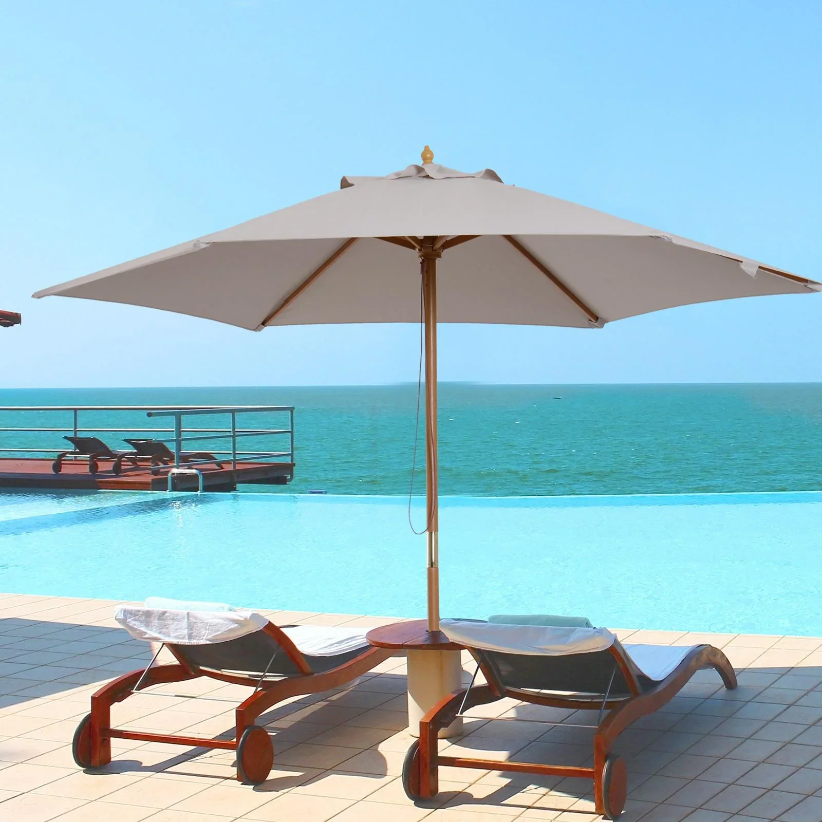 Sonnenschirmmarkise 3-Stufen-Bambus 180/ Polyester grau - 4