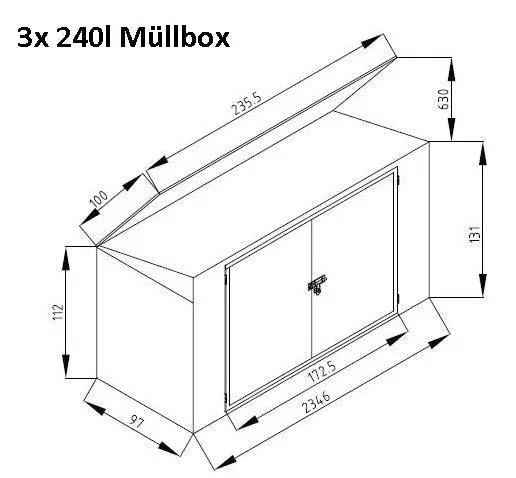 Metall Mülltonnenbox und Aufbewahrungsbox 7x3 anthrazit - 0
