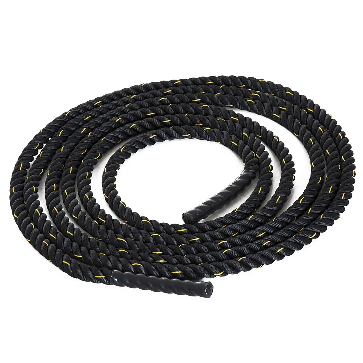 Battle Rope Ø38mm x 9 m Trainingsseil Fitnessseil Schlachtseil für Kraftausdauer & Muskelaufbau Schwarz+Gelb - 0