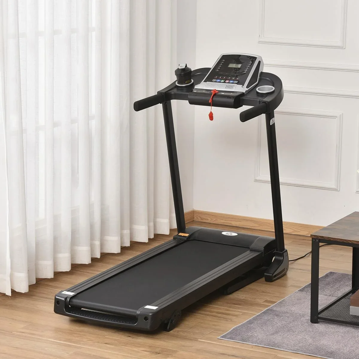 Laufband Klappbar elektrisch 500W 1-12,8 km/h mit LED-Display Getränkehalter und Handyhalterung für Home Gym Indoor Fitn - 2