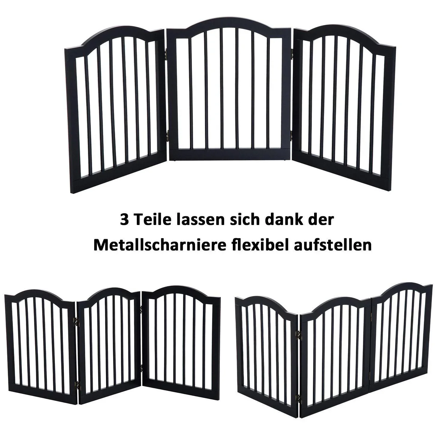 Absperrgitter Hundegitter 154,5cm faltbar Schwarz - 3