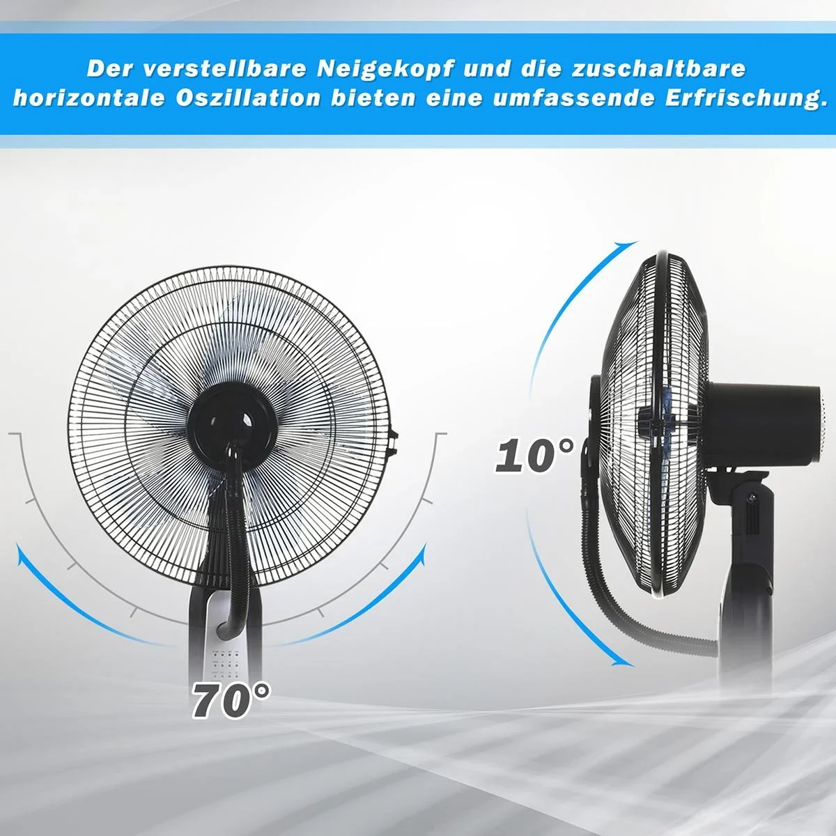 Standventilator mit Wasserzerstäuber schwarz/silber - 1