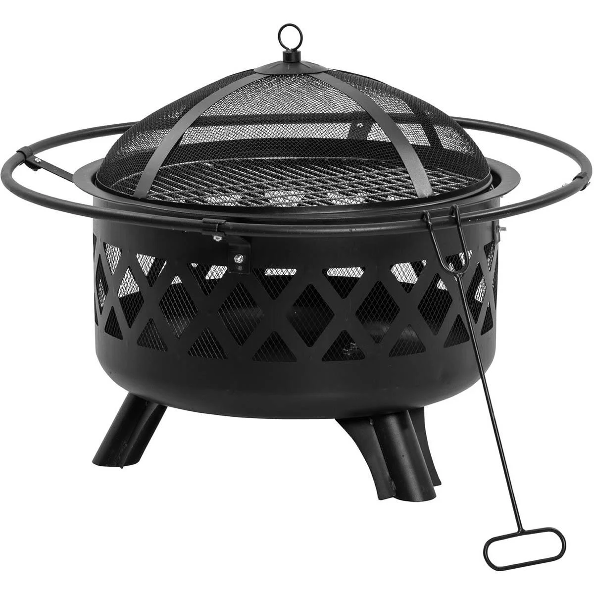 Feuerschale 2-in-1 - mit Funkenschutz - inkl. Grillplatte - Ø82 cm - Schwarz - 1