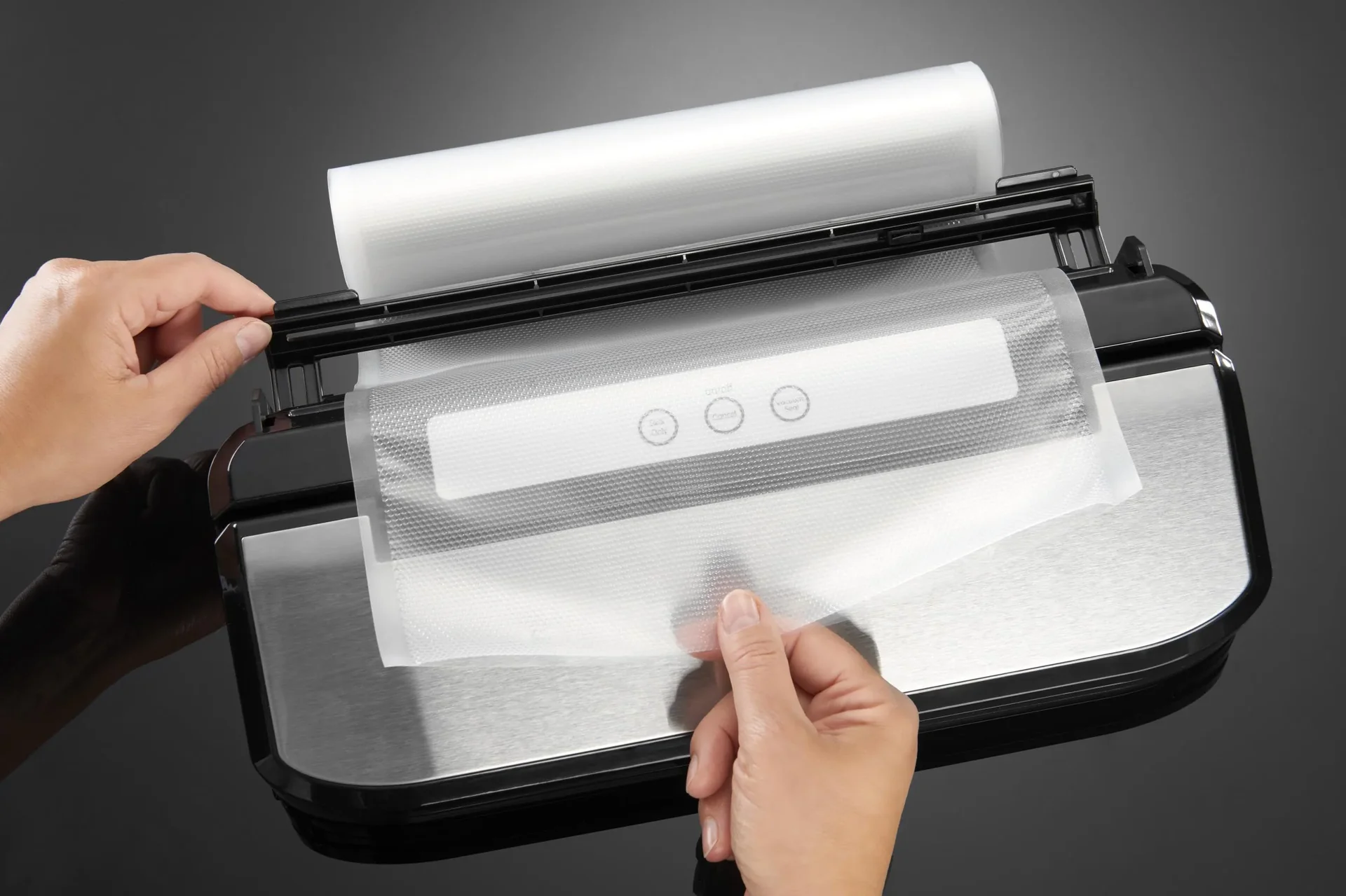 Edelstahl Vakuumierer, 150 W, GRATIS: 2 Rollen (22x500 und 28 x500 cm) + 5 Tüten - 2