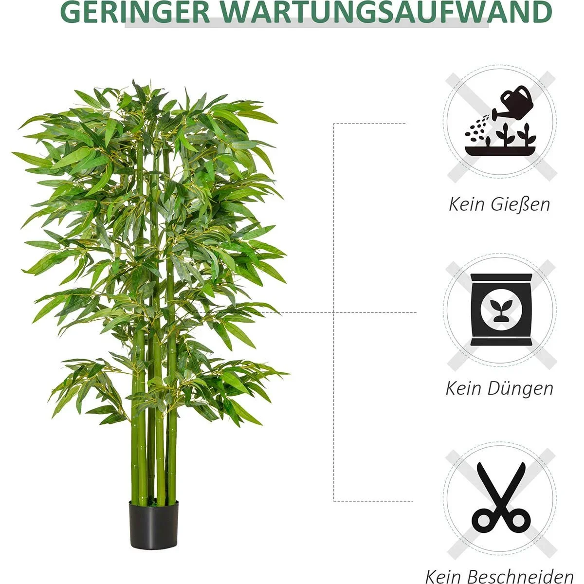 künstliche Pflanzen groß 160 cm Bambus Kunstpflanze Zimmerpflanze Büropflanze Kunststofftopf für drinnen und draußen - 4