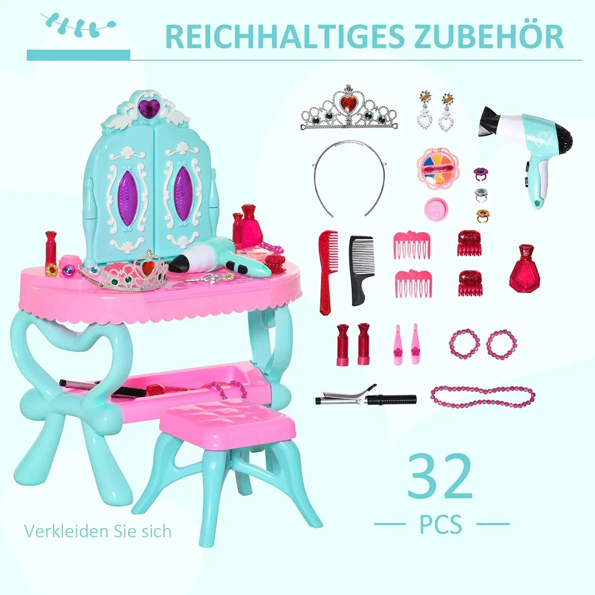 2 in 1 Kinderschminktisch mit Hock - 3