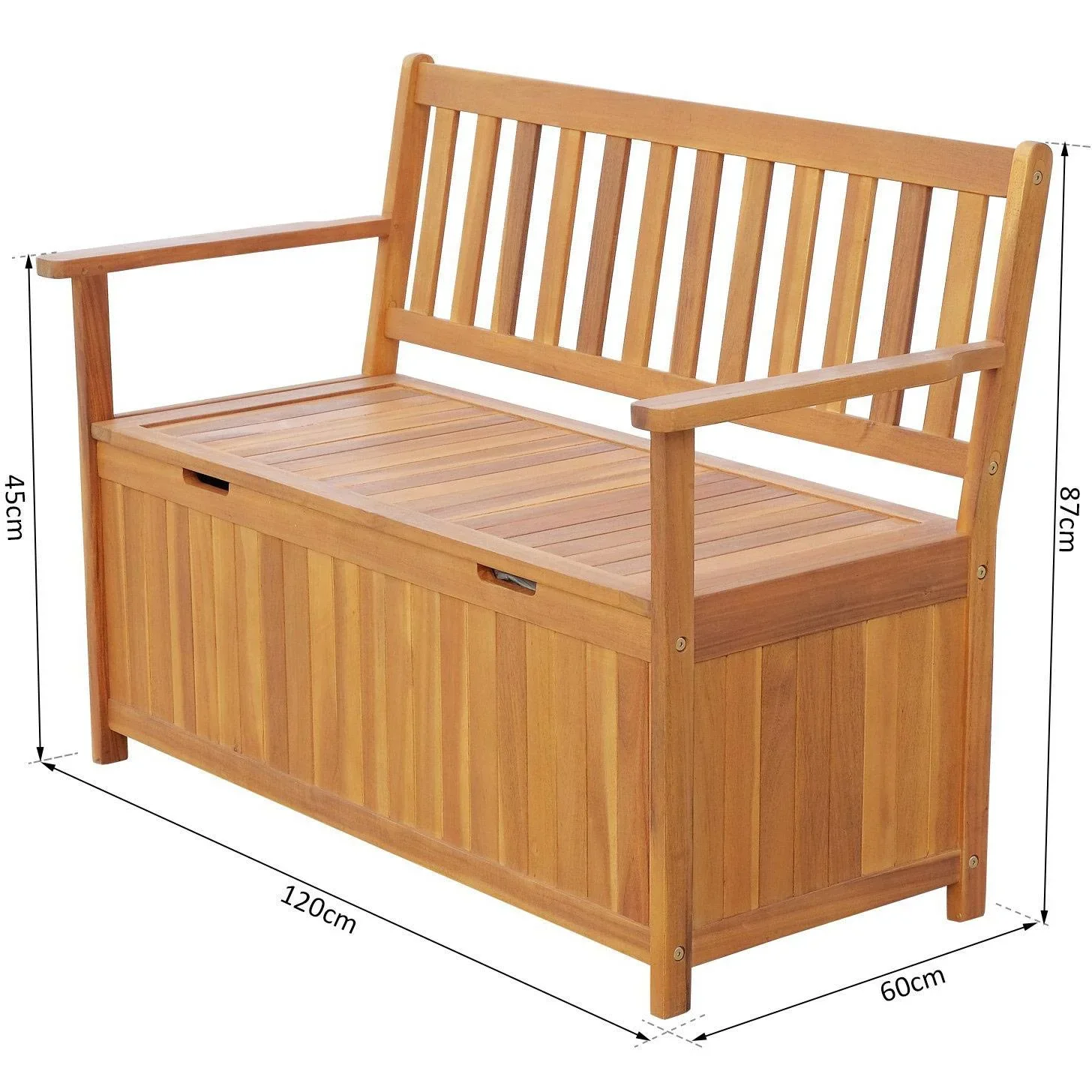 Gartenbank Truhenbank mit Stauraum Holz Natur - 2