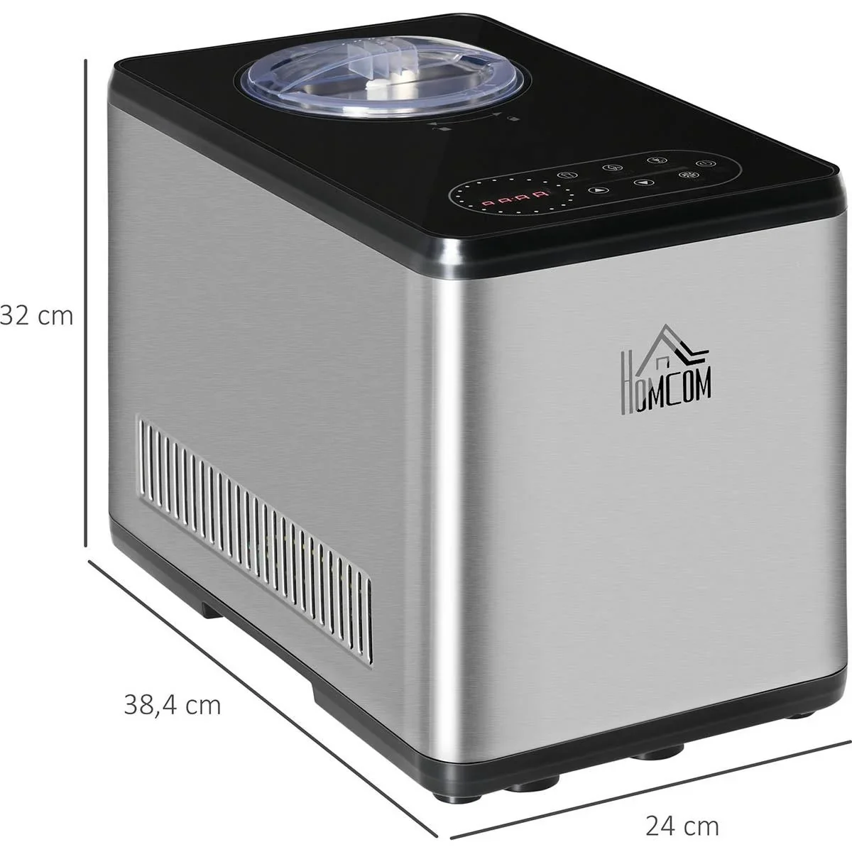 Eismaschine mit Kompressor - 1,5 L - LED-Anzeige - 38,4 x 24 x 32 cm - 4