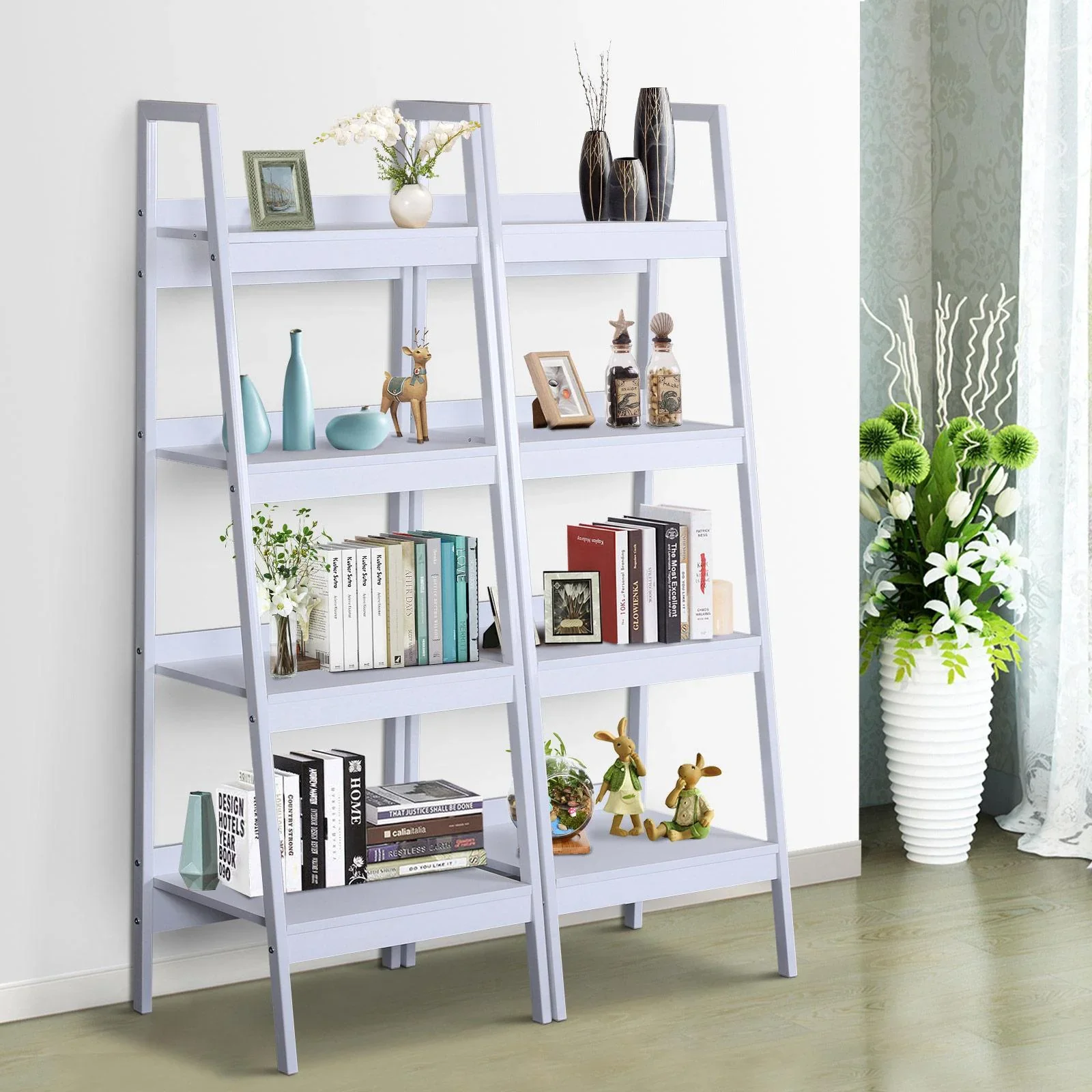 2er-Set Regal Standregal Lagerregal Bücherregal Aufbewahrungsregal 4 x Fach Metall + MDF 52 x 45 x 148 cm - 4