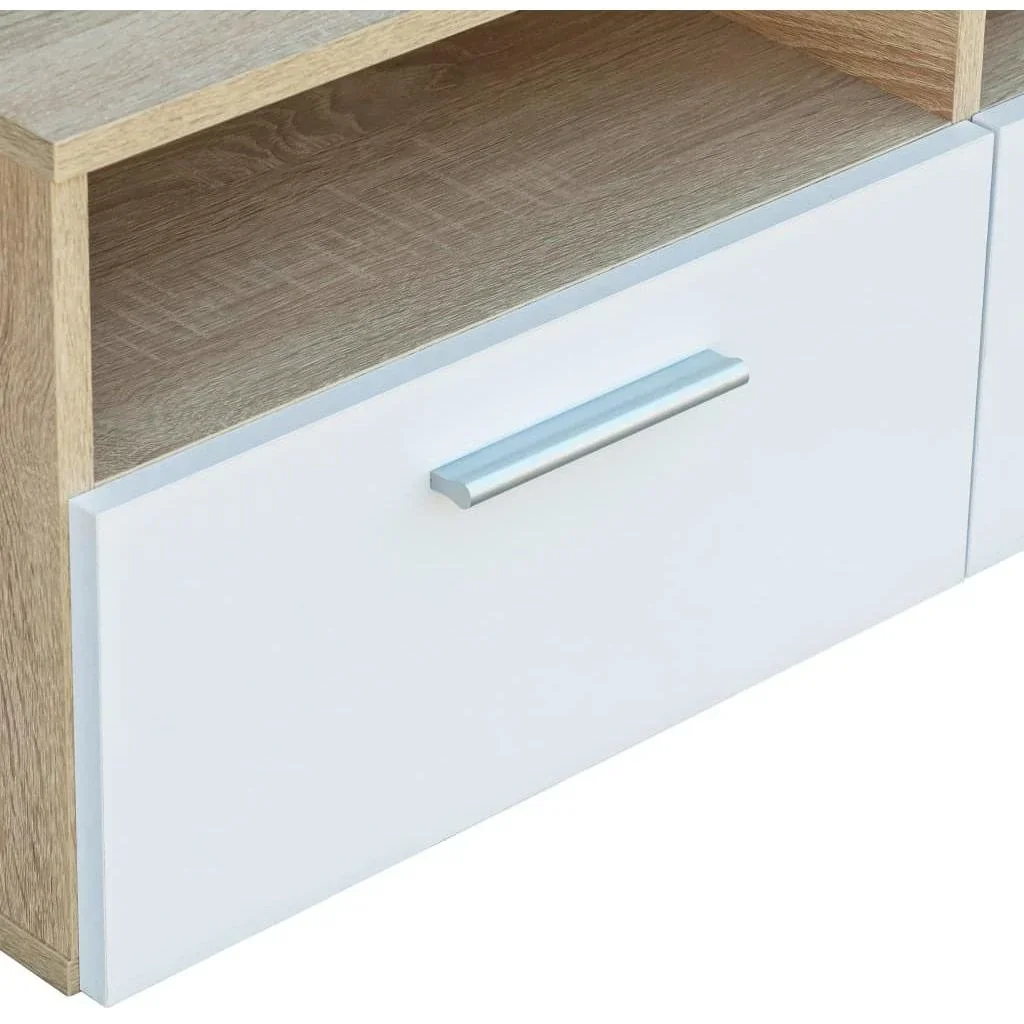 TV-Schrank 95x35x36 cm Spanplatte eichefarben und weiß - 1