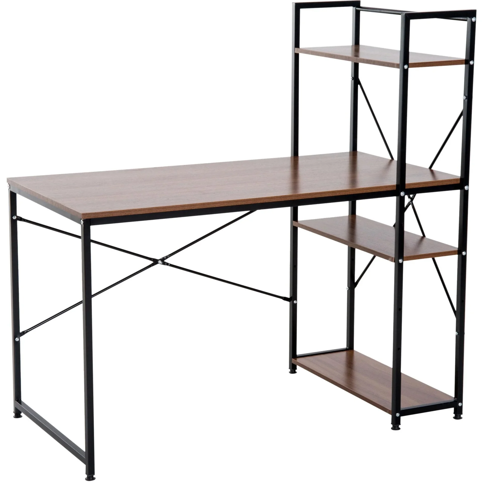 Schreibtisch Computertisch Bürotisch mit Regal Walnuss Schwarz - 1