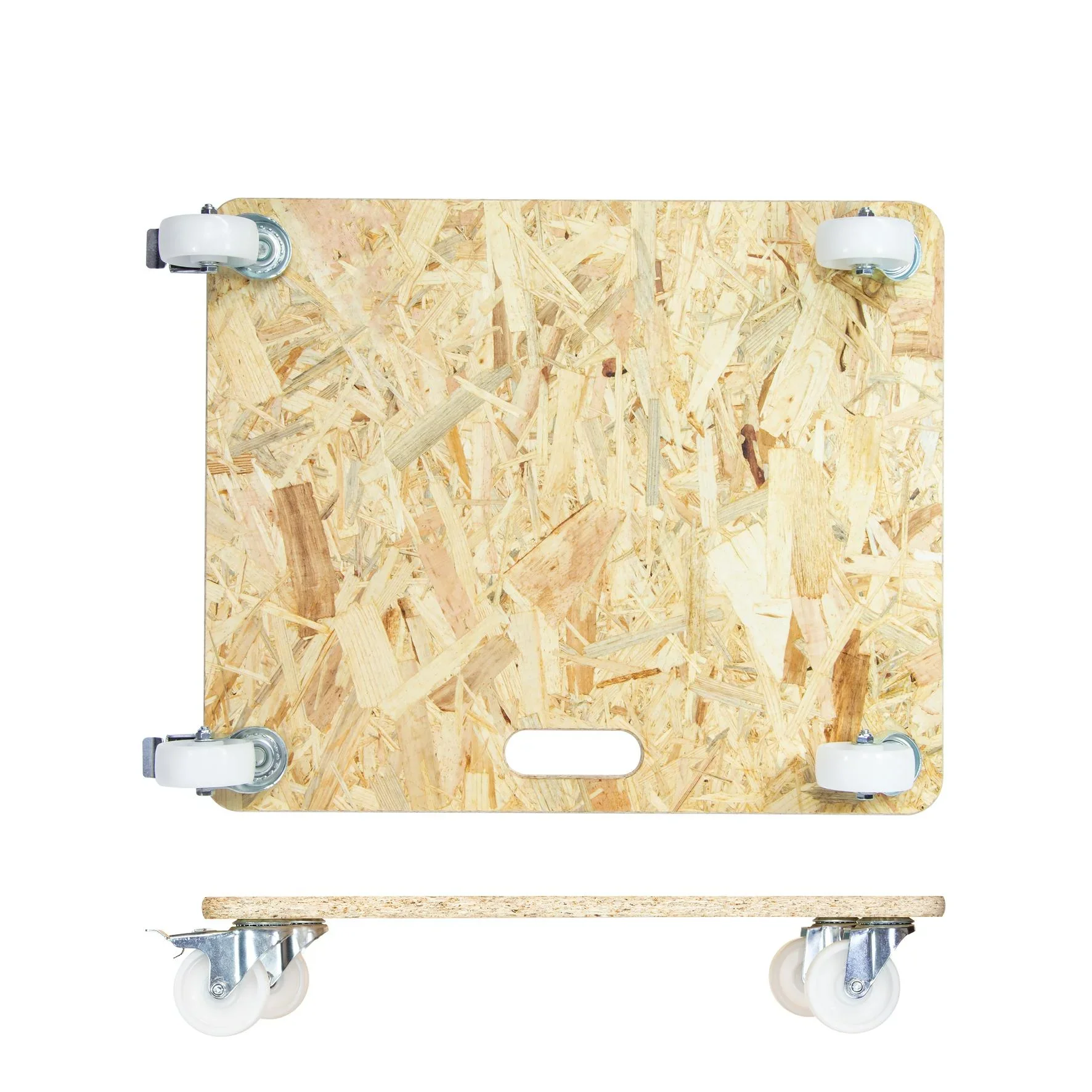 Transporthilfe MM 1172, 59 x 49 x 11 cm, harte Rollen Ø 75 mm, Rollenlager, OSB Platte, CO2-neutral, Tragkraft 250 kg - 0