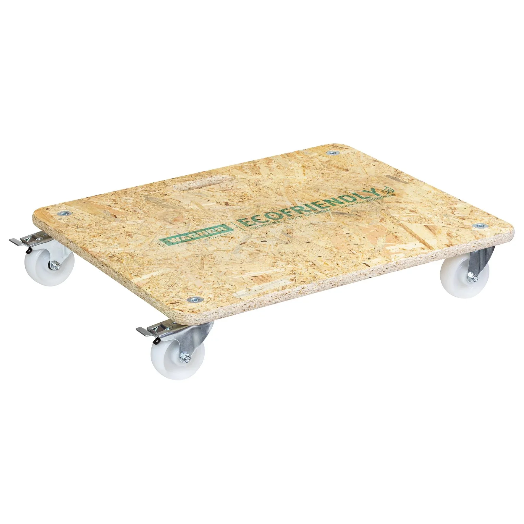 Transporthilfe MM 1172, 59 x 49 x 11 cm, harte Rollen Ø 75 mm, Rollenlager, OSB Platte, CO2-neutral, Tragkraft 250 kg - 4