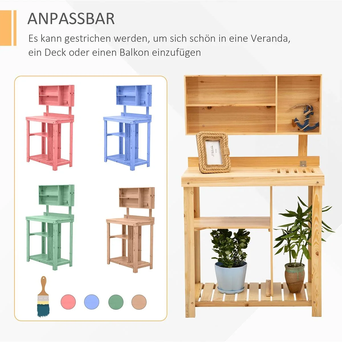 Gärtnertisch mit Ablage natur - 3