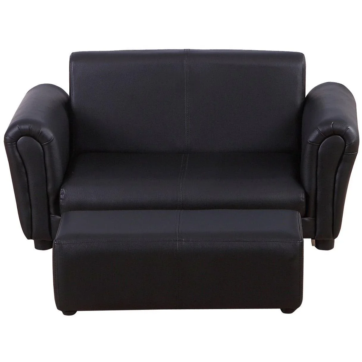 Kindersofa mit Hocker Sofa Sessel Kinder Kindersessel PVC schwarz - 0