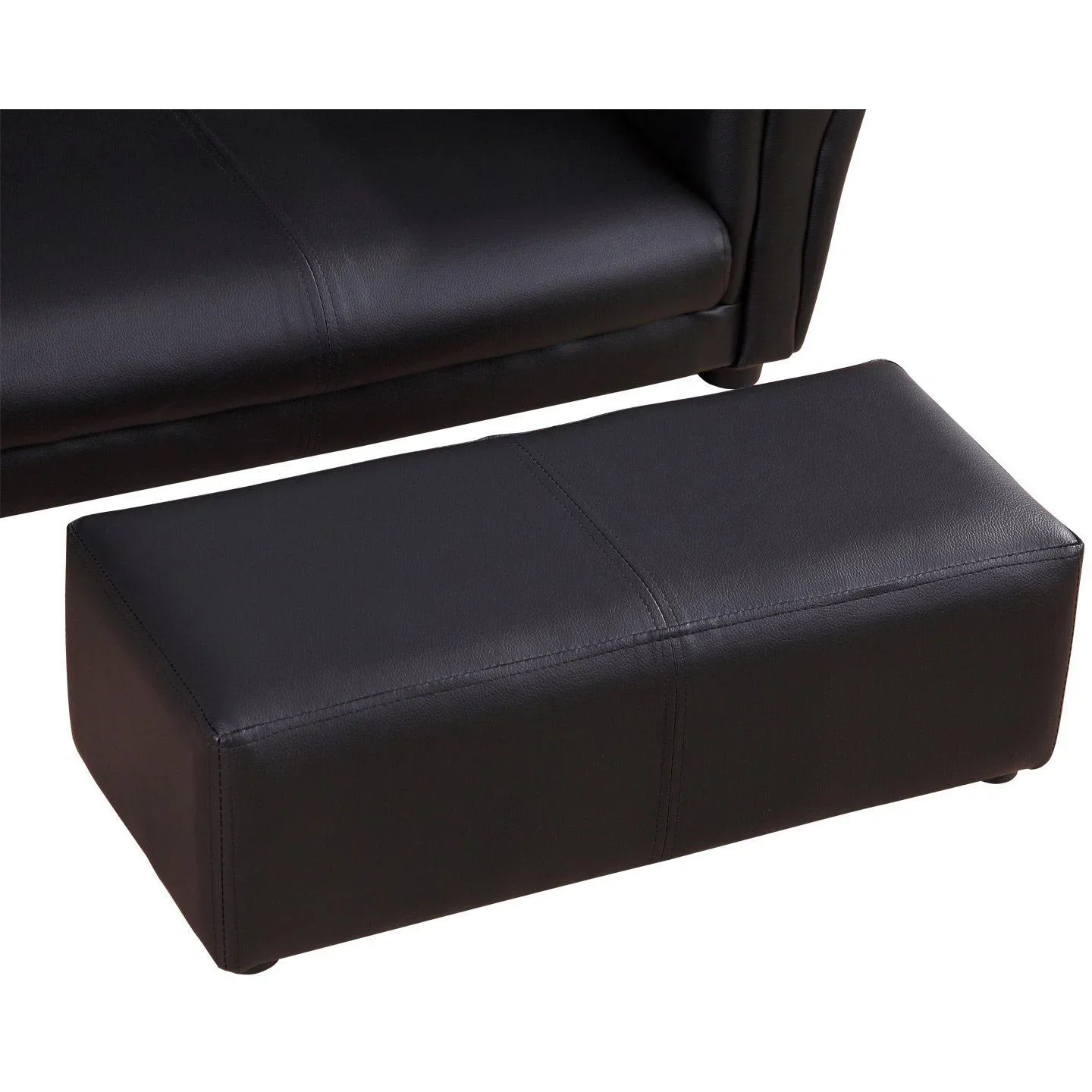 Kindersofa mit Hocker Sofa Sessel Kinder Kindersessel PVC schwarz - 2