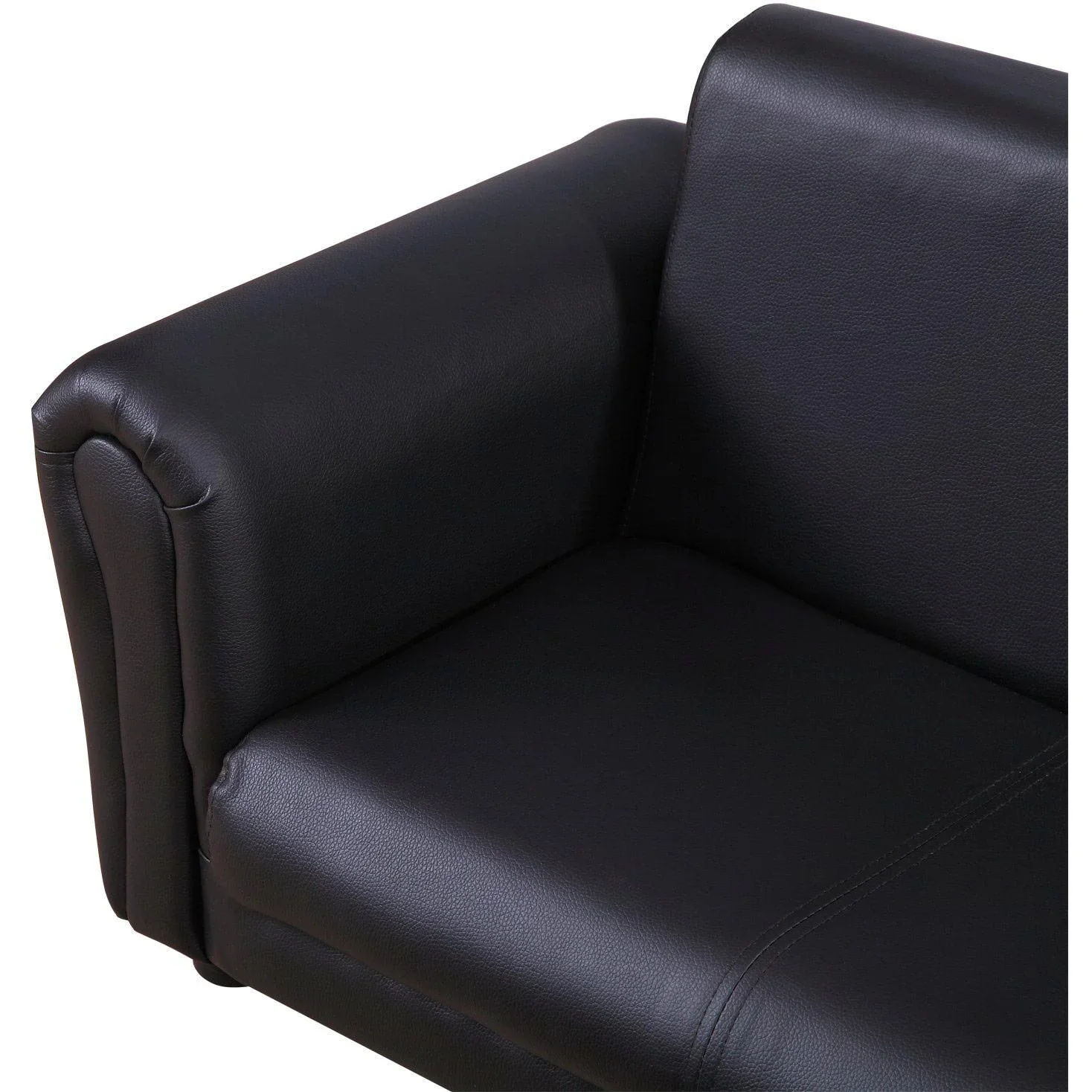 Kindersofa mit Hocker Sofa Sessel Kinder Kindersessel PVC schwarz - 3