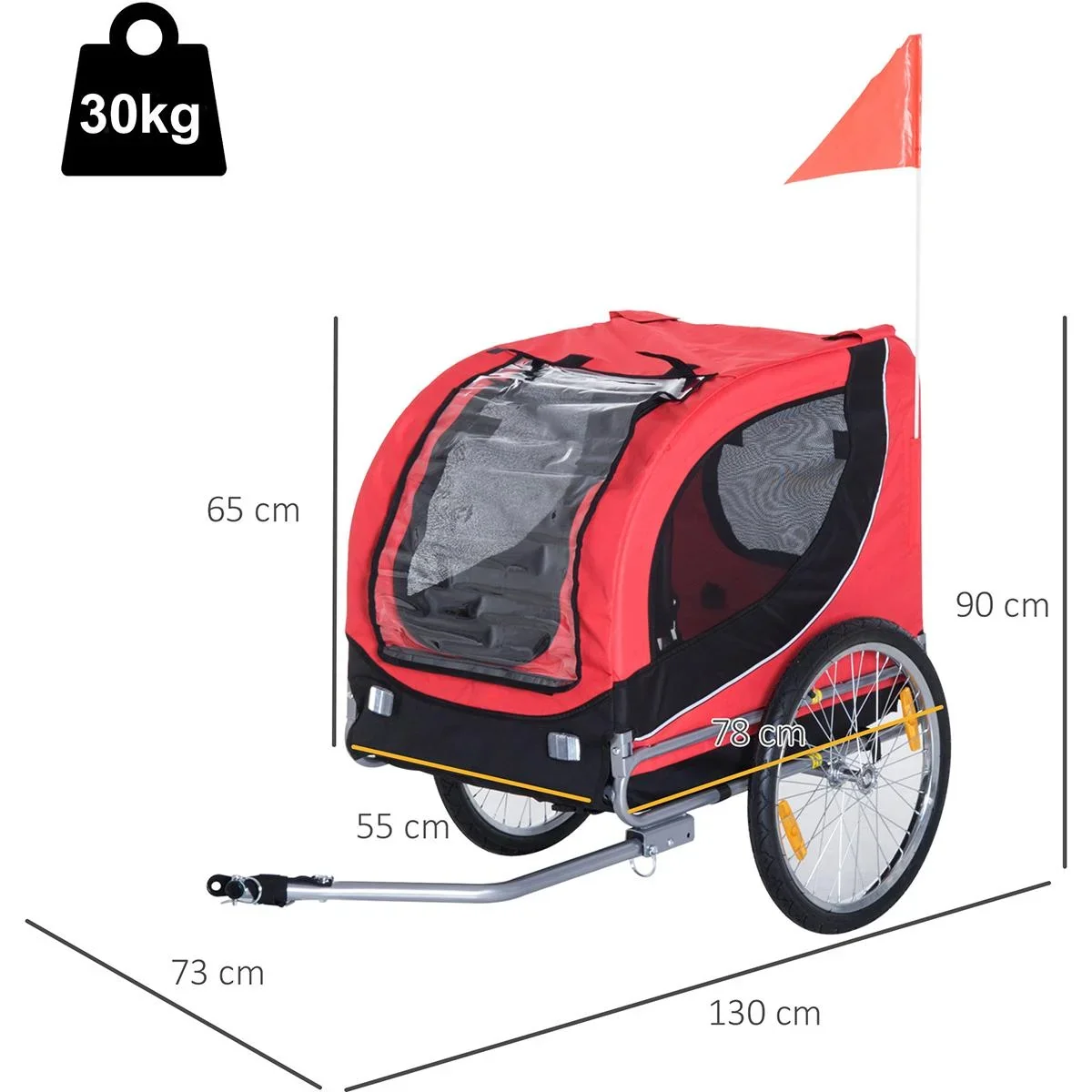Fahrradanhänger für Hunde rot/schwarz - 6