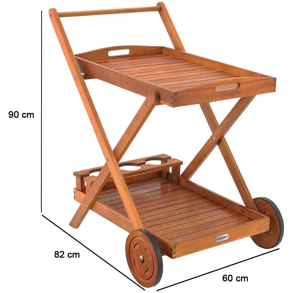 Wagen mit Rädern aus Akazienholz - 0