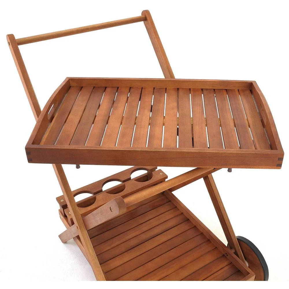 Wagen mit Rädern aus Akazienholz - 1