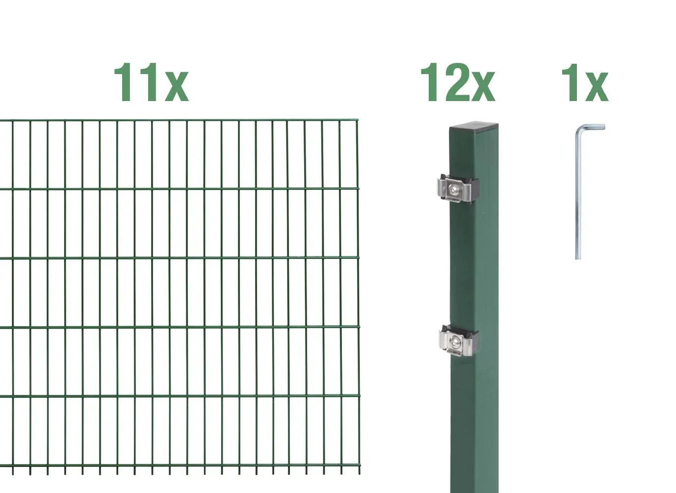 Doppelstabmattenzaun Komplettset, grün, Höhe 120 cm, Länge 22 m - 1