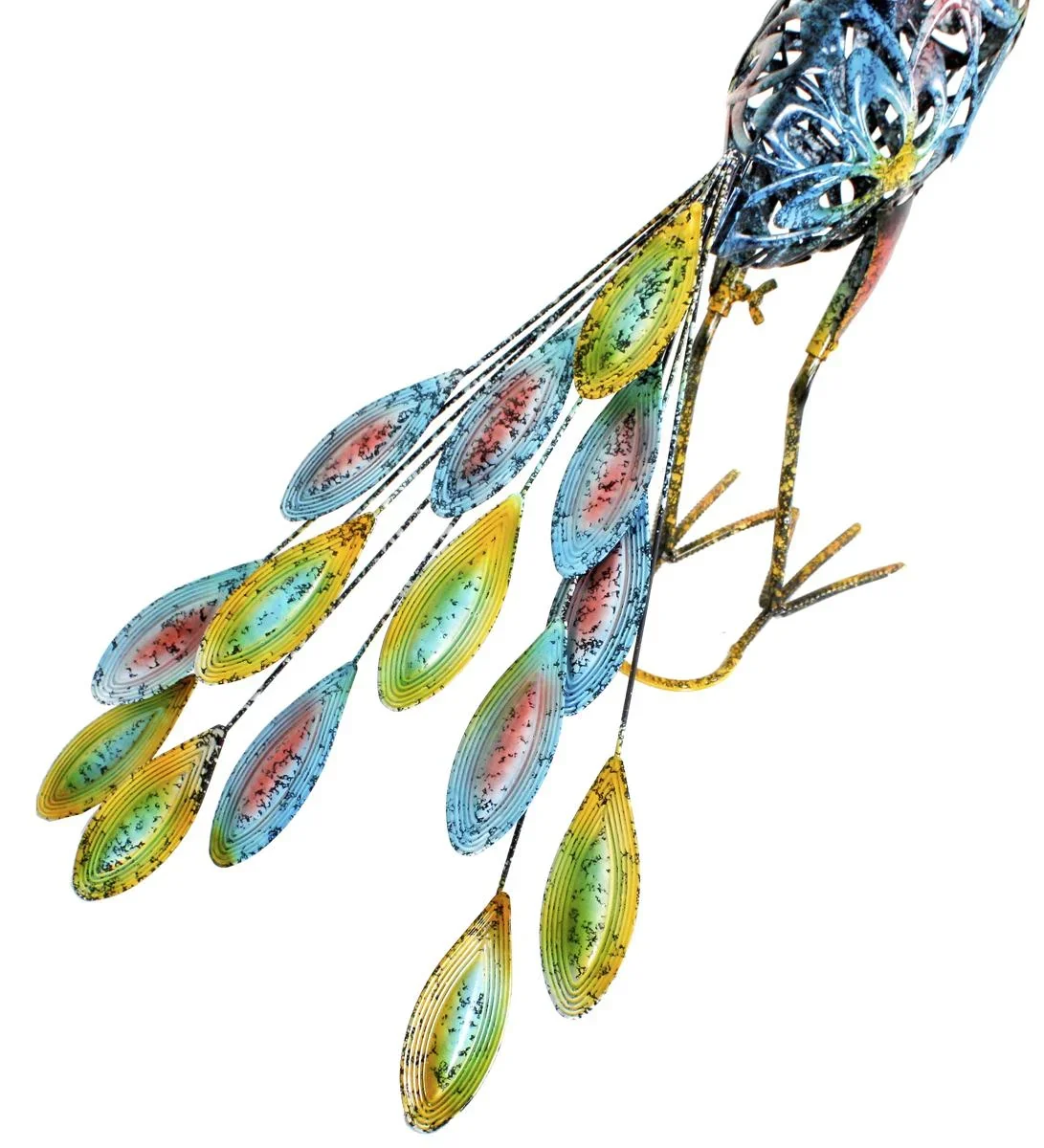 Metalldeko-Pfau Clyde mit LED - solarbetrieben - 4
