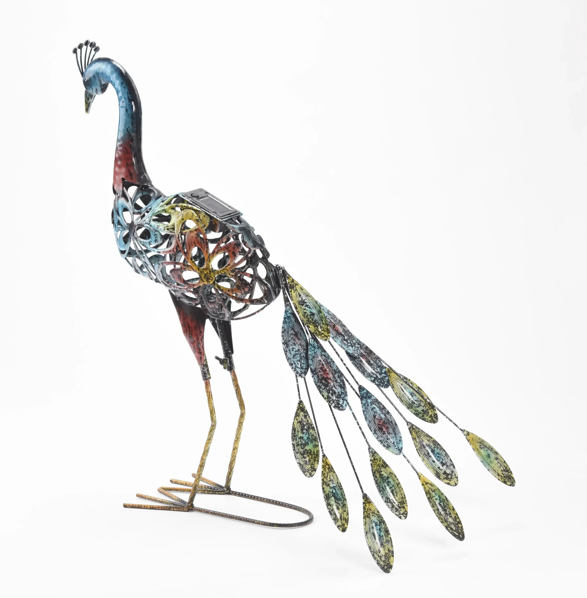 Metalldeko-Pfau Clyde mit LED - solarbetrieben - 7
