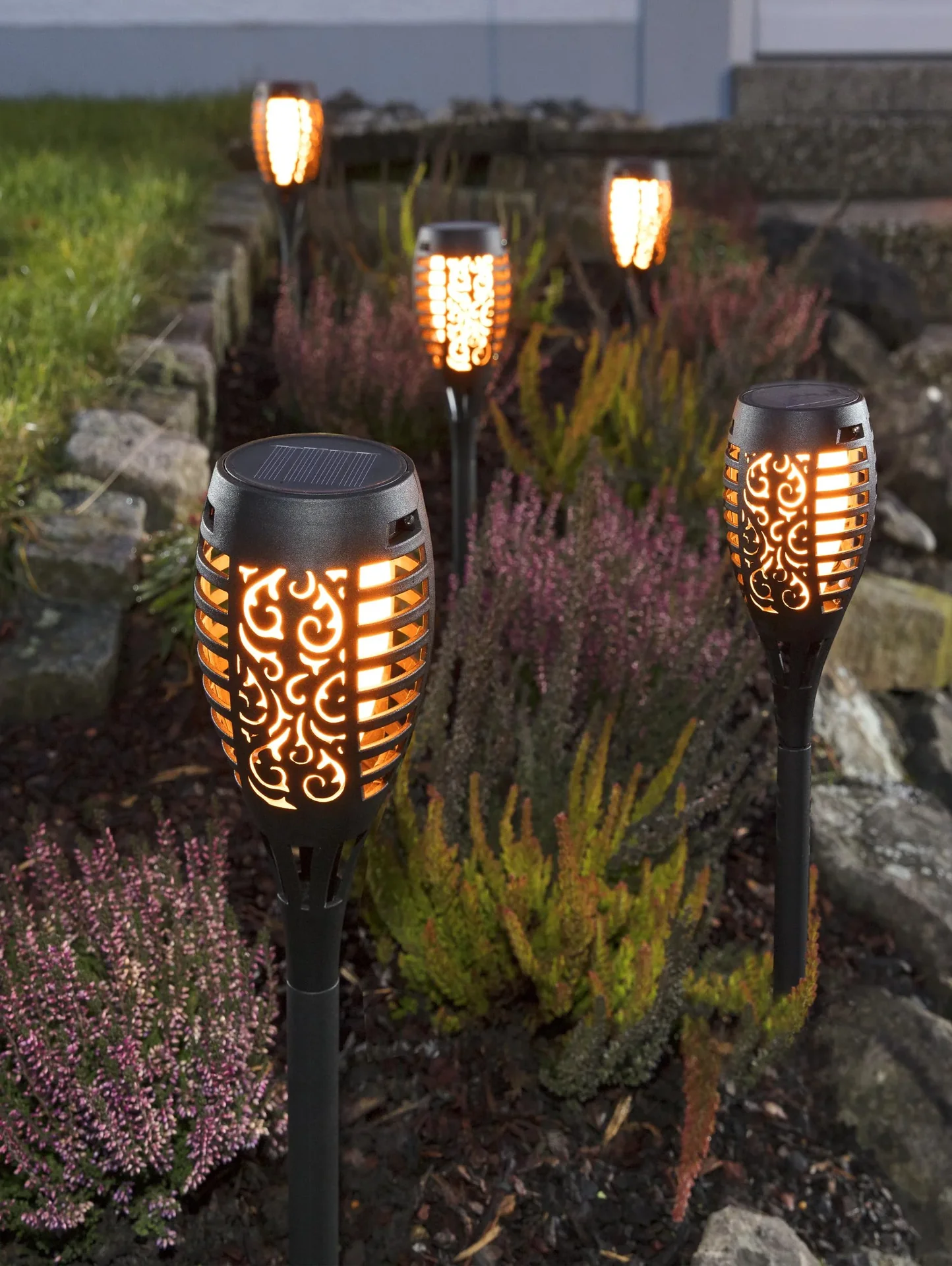 Solar LED Flammenleuchte - 5er Set - 0